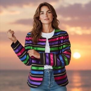 Maggy London Vibrant Striped Blazer